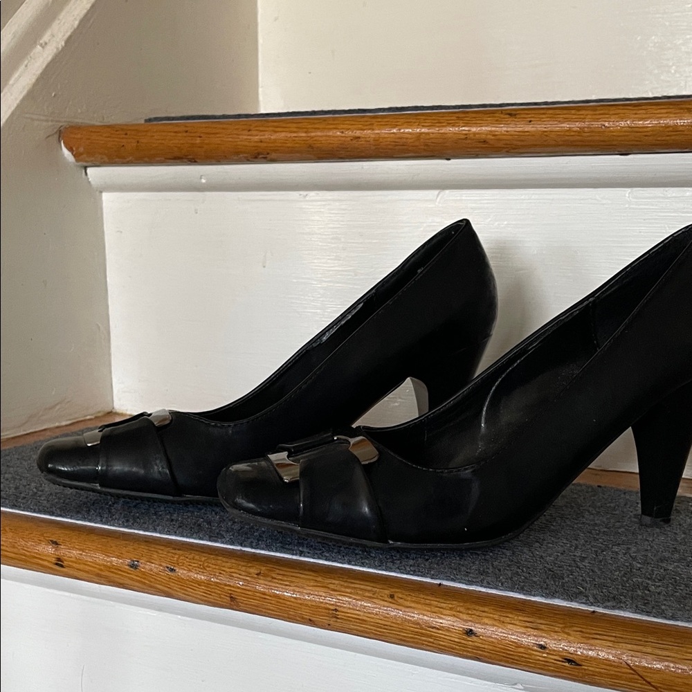 Pierre Dumas Black Heels with Silver Accents